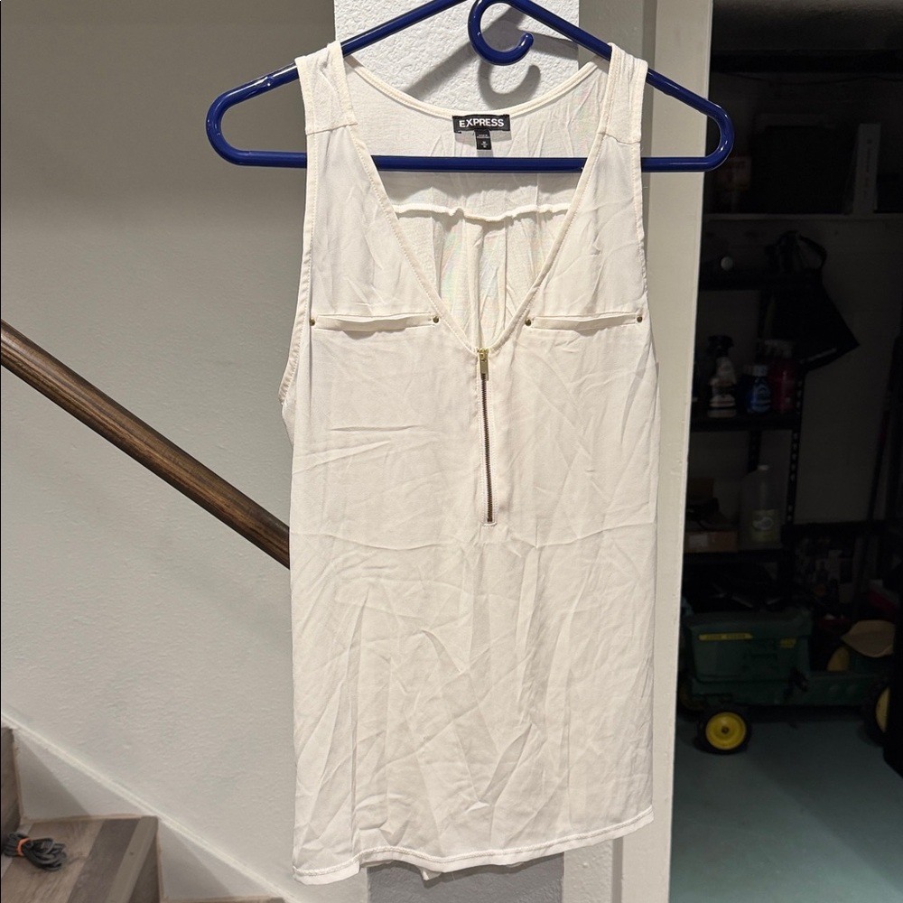 Express Women's Cream Zip-Front Tank Top